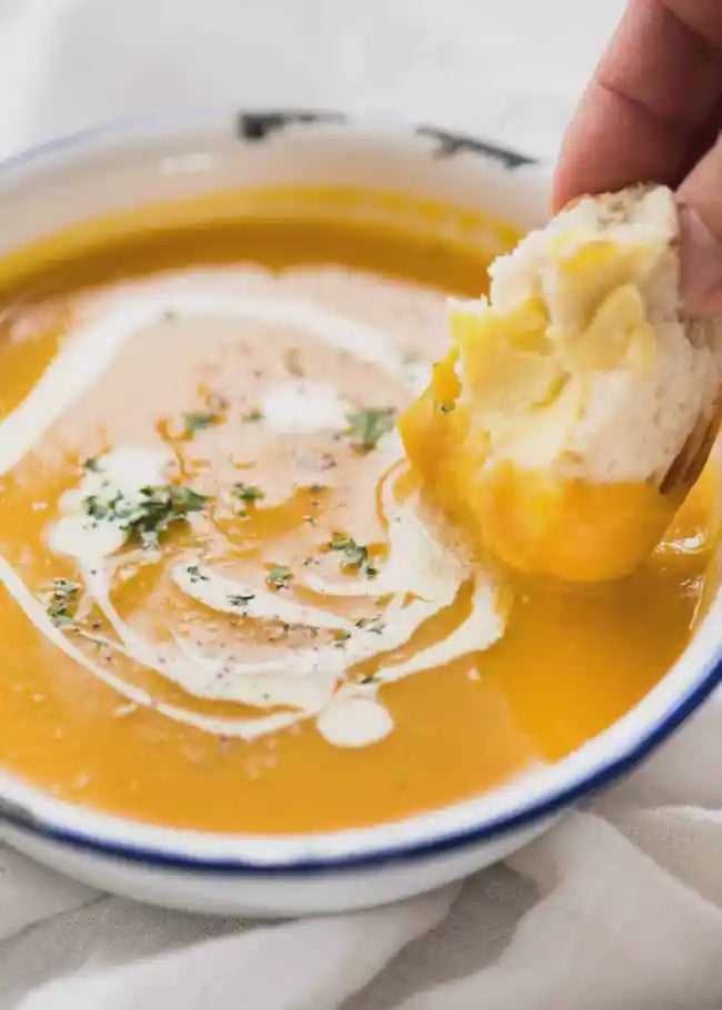 Large Pumpkin Soup with Bread Roll