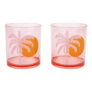 Sunnylife Tumblers Desert Palms Powder Pink Set of 2