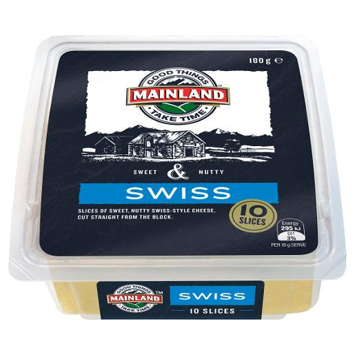 Mainland Natural Swiss Cheese Slice 180g