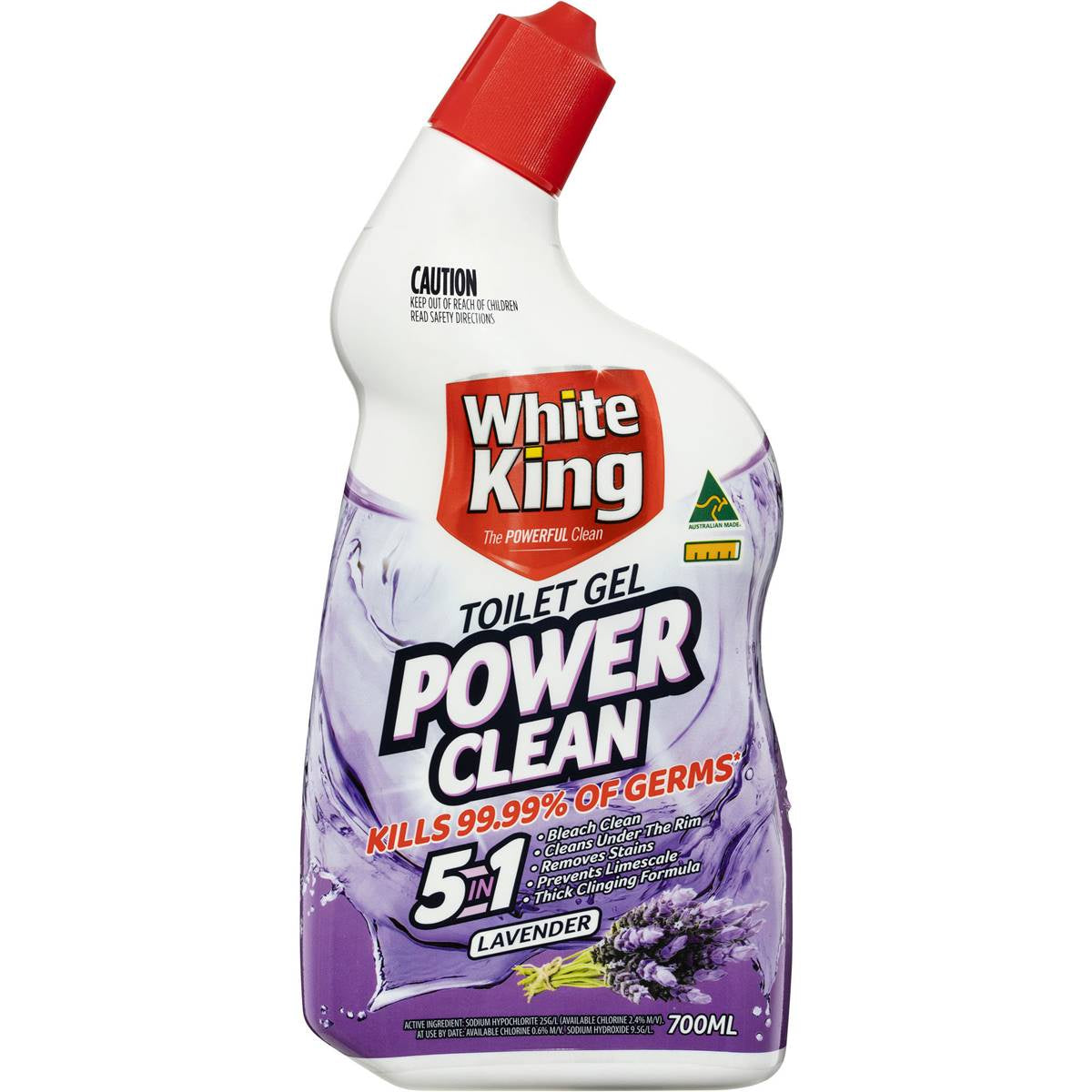 White King Power Clean Toilet Cleaner Bleach Gel Lavender 700ml