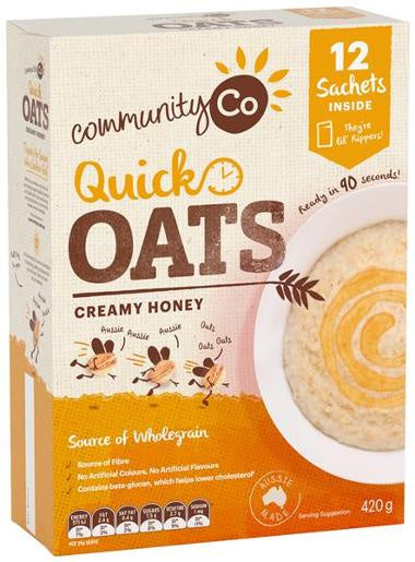 Community Co Creamy Honey Quick Oats 420g