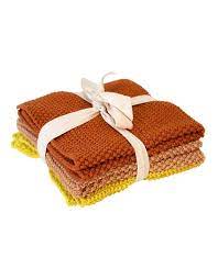 Ladelle Knitted Dishcloth Terracotta 3pk