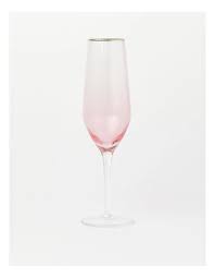 Heritage Luxe Olivia Gold Rim Champagne Glass Set of 4 in Pink