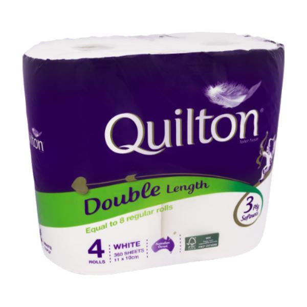 Quilton 3 Ply Double Length Toilet Tissue 4pk