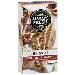 Always Fresh Grissini Three Seed & Sea Salt 125g