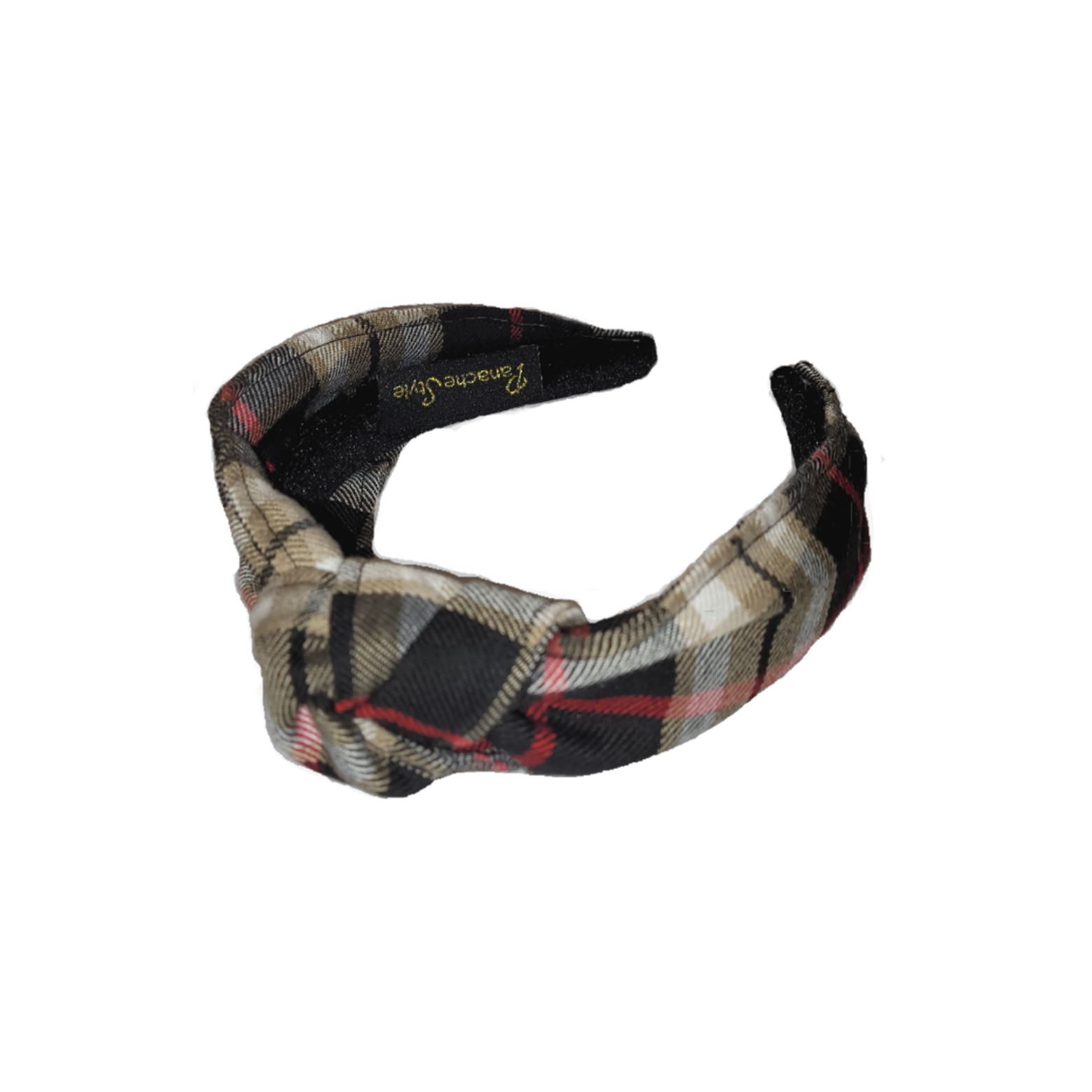 Winter Woollen Knot Headband - Black Tartan