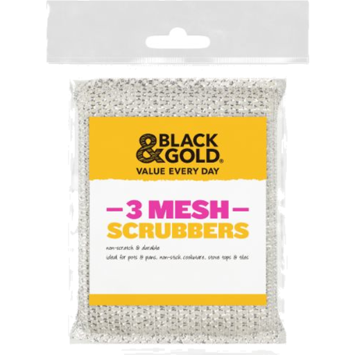 Black & Gold Mesh Scrubber 3pk