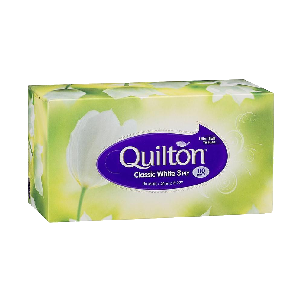 Quilton 3ply White Facial Tissue 110pk