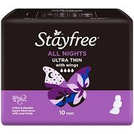 Stayfree Ultra Thin All Night Wing 10pk