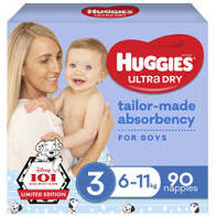 Huggies Nappies Size 3 Crawler Boy 90pk