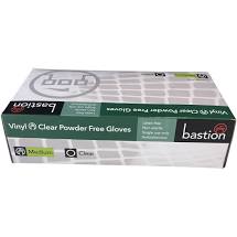 Bastion Vinyl Powder Free Clear Medium Gloves 100pk