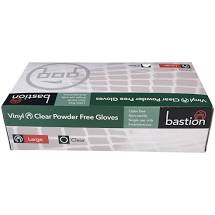 Bastion Vinyl Powder Free Clear Large Gloves 100pk