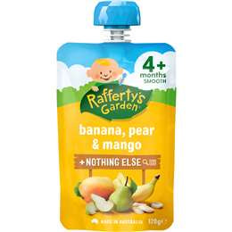 Rafferty's Garden Baby Food Pouch 4 Months+ Banana, Pear & Mango 120g