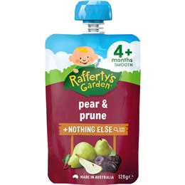 Rafferty's Garden Baby Food Pouch Pear & Prune  4+ Months 120g